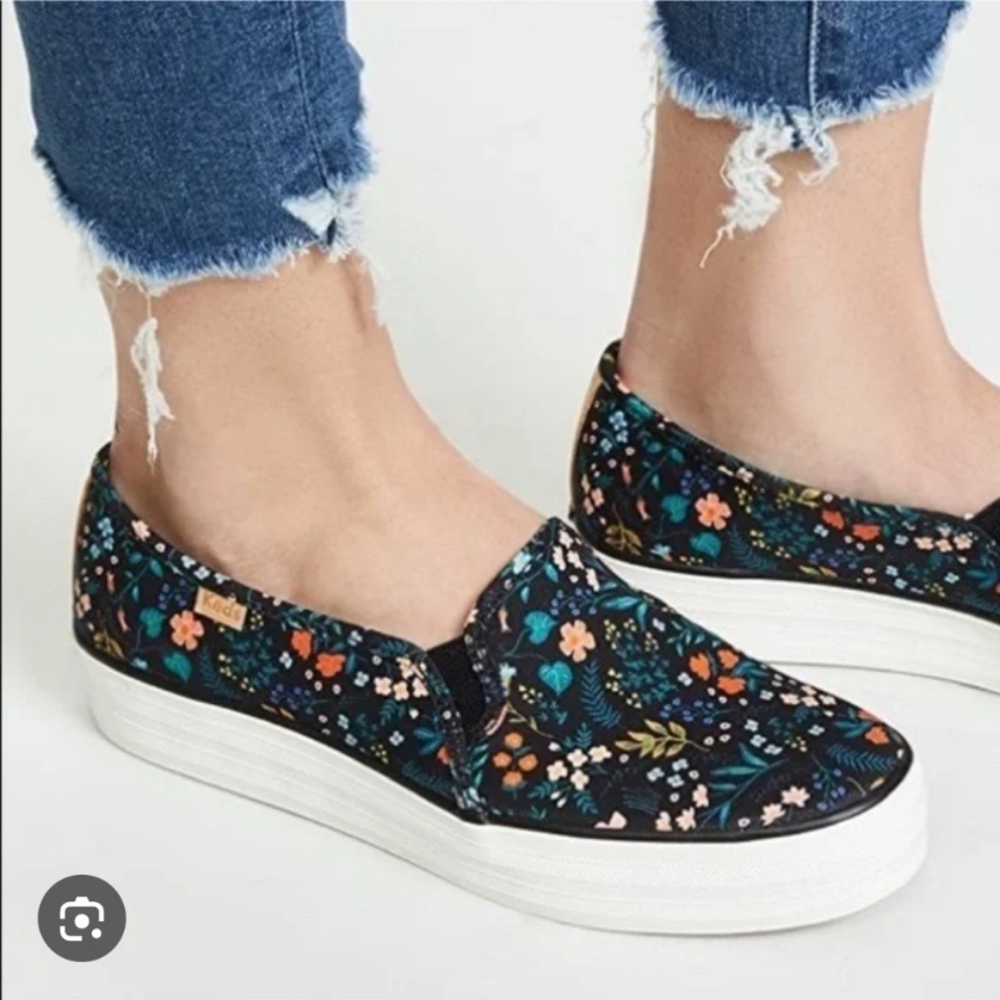 Keds x Rifle Paper Co. Floral Platform Shoes - Black and Multicolor